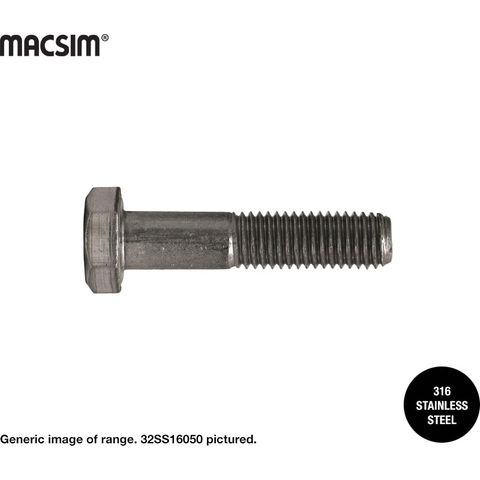 12MM X 55MM HEX BOLT 316 SS