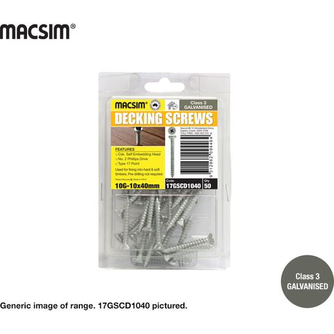 10G X 40MM CSK SCREW T17 SEH C3 B/P 50