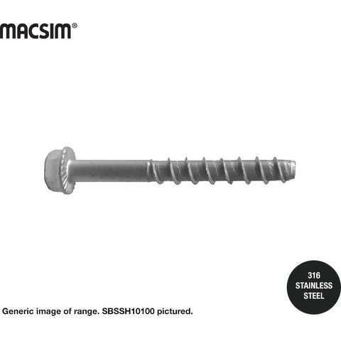 6mm x 75mm 316SS BI-METAL HEX SCREWBOLT