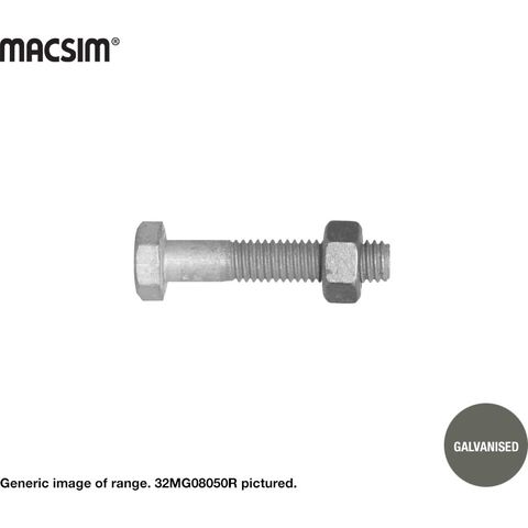 12mmx120mm GALV HEX BOLT & NUT