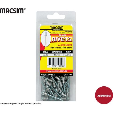 AS3-4 RIVETS -CLAM PACK 100