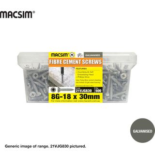 8G X 30MM CSK SEH FIBRE CEMENT SCREW GAL TUB 500