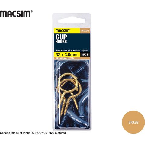 CUP HOOK - BRASS PLATED 22 X 2.5MM SP