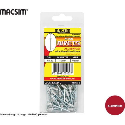 AS4-4 CSK RIVET-CLAM PACK 100