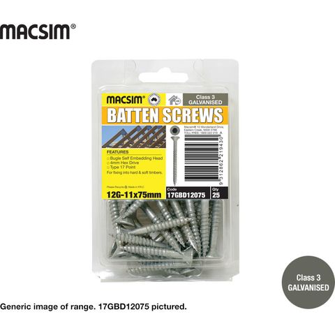 12G X 100MM BATTEN SCREW T17 C3 B/P 25