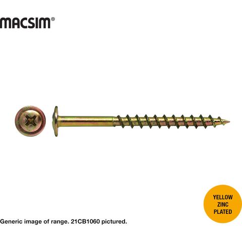 10G X 60MM BTN HEAD CABINET SCREW ZP BOX 500