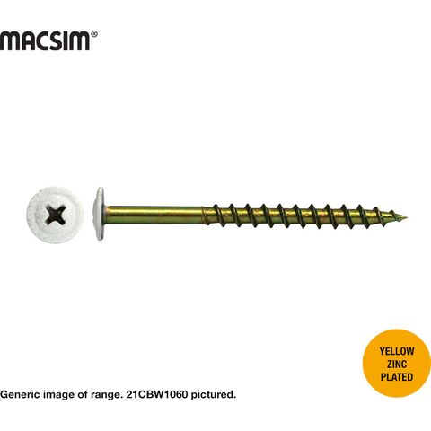 8G X 29MM BTN HEAD CABINET SCREW ZP BOX 1000 WHITE