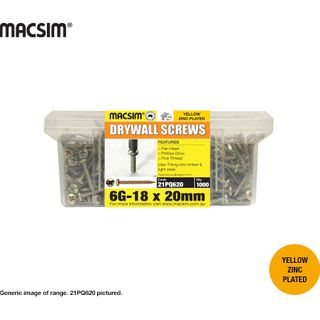 6G X 20MM PAN DRYWALL SCREW ZP TUB 1000