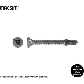 10G X 45MM SQ DR CSK SEH WINGED SDS SS316 BI METAL