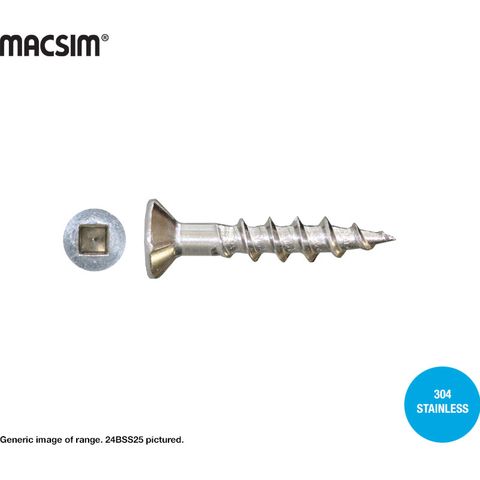 8G X 25MM SQ DR SEH CHIPBOARD SCREW SS304 BOX 1000