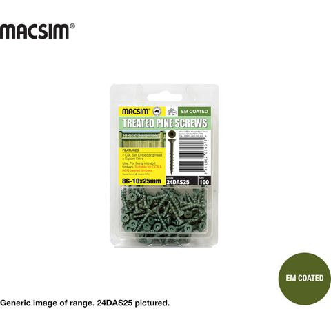 8G X 25MM SQ DR SEH CHIPBOARD SCREW EM B/P 100