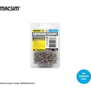 8G X 25MM SQ DR SEH CHIPBOARD SCREW SS304 B/P 100