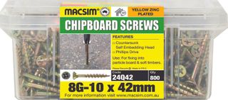 8G X 25MM SQ DR SEH CHIPBOARD SCREW ZP TUB 500