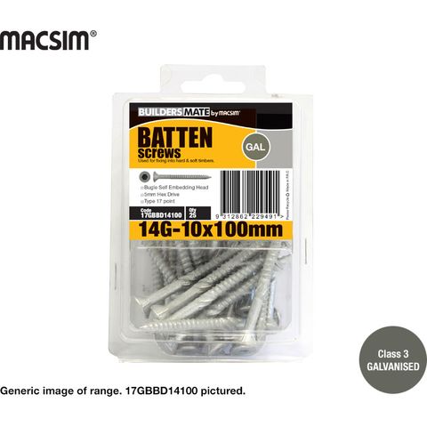 14G X 50MM BATTEN SCREW T17 C3 B/P 25