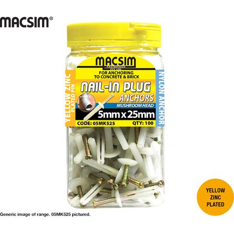 6.5MM X 40MM M/H NAIL-IN-PLUGS