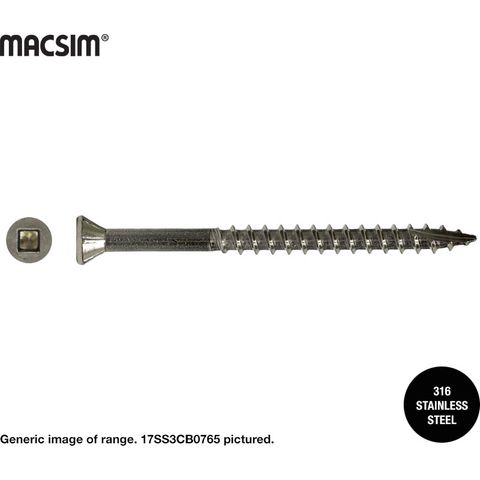 7G X 65MM DECKING SCREW TRIM T17 SS316 TUB 1000