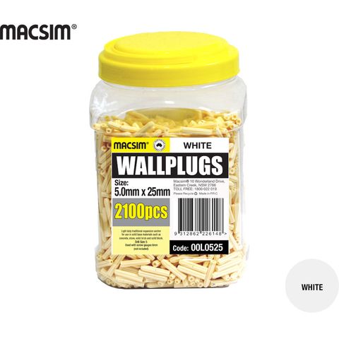 25mm WHITE WALLPLUGS - BOTTLE