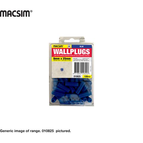 25mm WALLPLUGST/PACK - BLUE