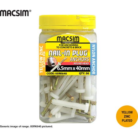 6.5MM X 40MM R/H NAIL-IN-PLUGS