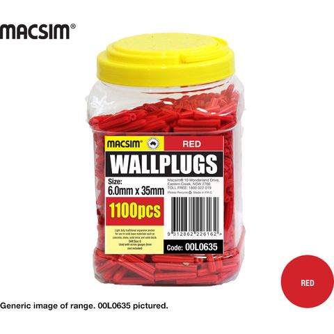50mm RED WALLPLUGS BOTTLE PK