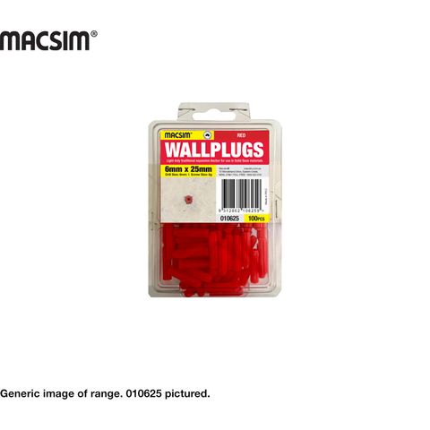 25mm WALLPLUGST/PACK - RED
