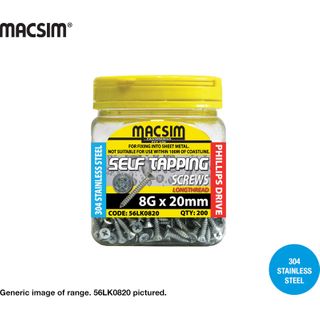 8x20 SS LONGTHREAD SELF TAPPER