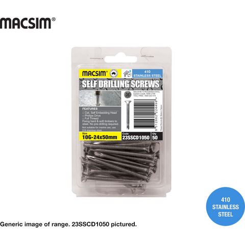 10G X 50MM CSK SDS SS410 B/P 50