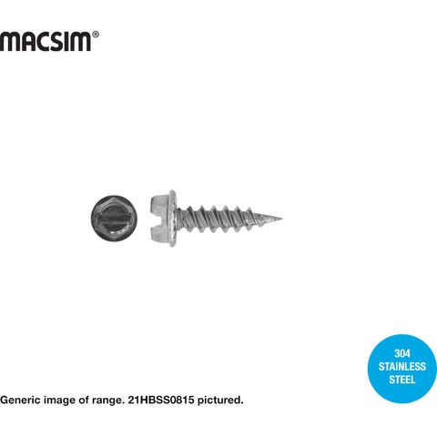 8G X 15MM HEX STITCHING SCREW SS304 BOX 1000
