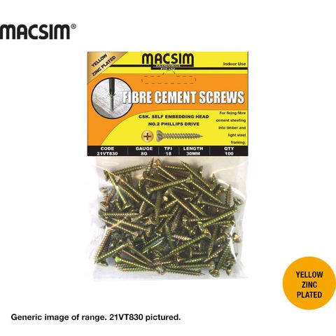8g x 25mm FIBRE CEMENT SCREWS TP