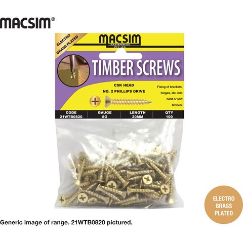 6gx20mm E/B WOODSCREW-P/PK 100