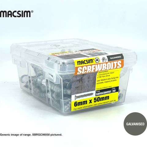 6MM X 100MM CSK SCREWBOLT GAL