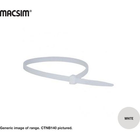 140MMX3.6MM WHITE CABLE TIES