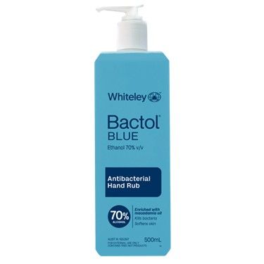 BACTOL BLUE/SANITOL GEL WITH PUMP 500ML (WITH NUT OIL)