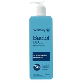 BACTOL BLUE/SANITOL GEL WITH PUMP 500ML (WITH NUT OIL)