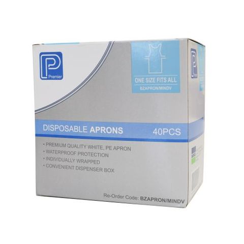 DISPOSABLE APRON, WHITE IND WRAPPED 40 (BX)