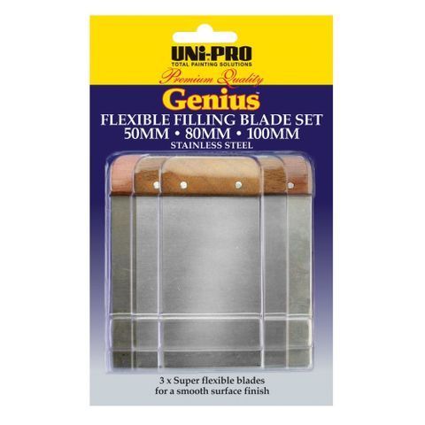 Genius Flexible Filling Blades Stainless Steel  & Timber 3 Pcs