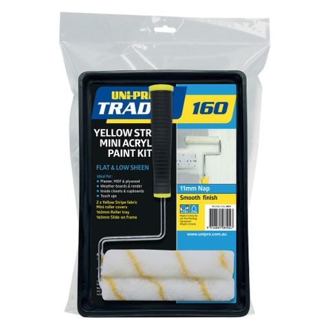 UNi-PRO Trade Mini Roller Yellow Stripe Acrylic Kit 160mm