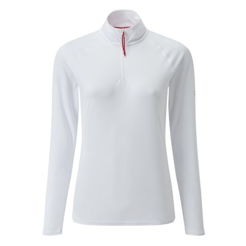 Women's UV Tec Long Sleeve Zip Tee White 14