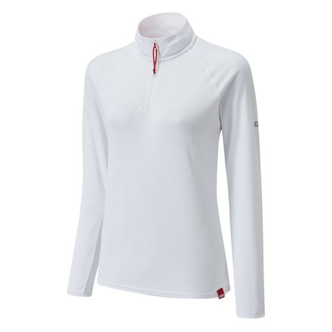 Women's UV Tec Long Sleeve Zip Tee White 18