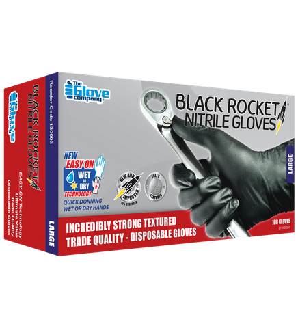 Nitrile Black Rocket Gloves - Box of 100