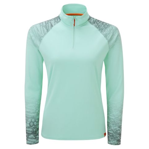 Women's UV Tec Long Sleeve Zip Tee Mist sz 14
