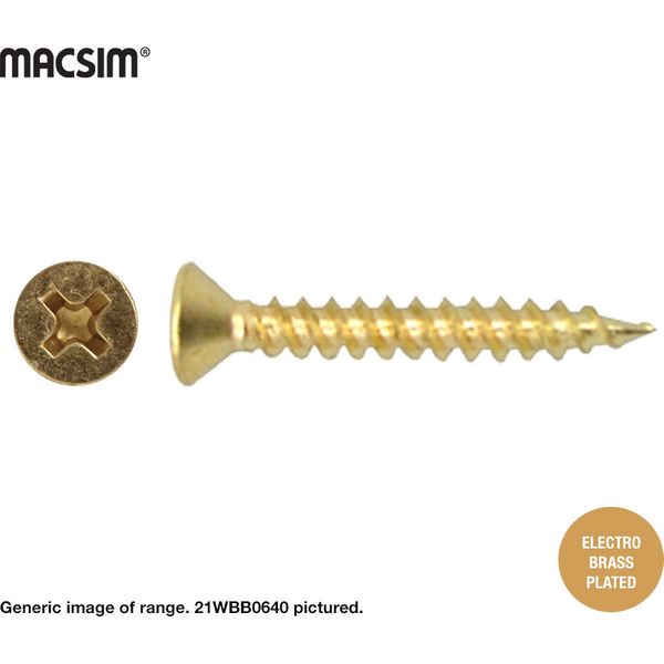 6gx25mm CSK WOODSCREW E/BRASS