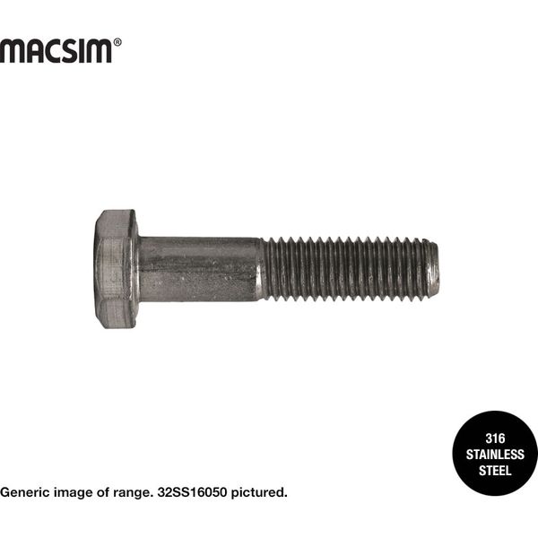 8mm x 40mm HEX BOLT 316 S/S