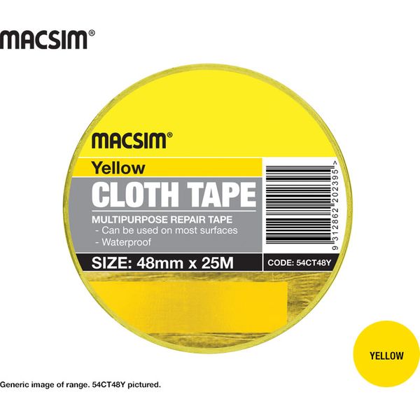 48mm S/SIDED CLOTH TAPE-YELLOW
