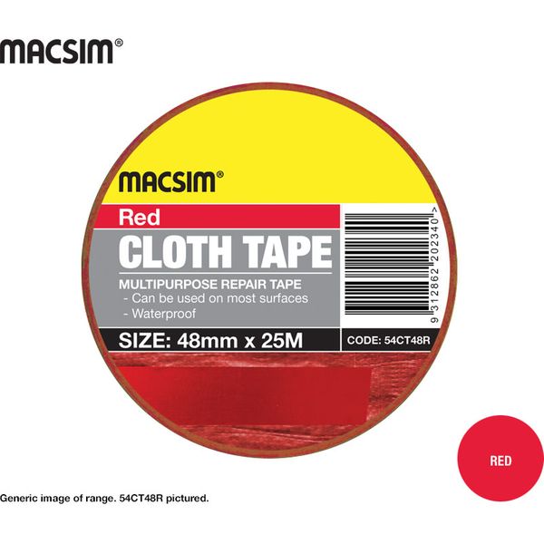 48mm S/SIDED CLOTH TAPE-RED
