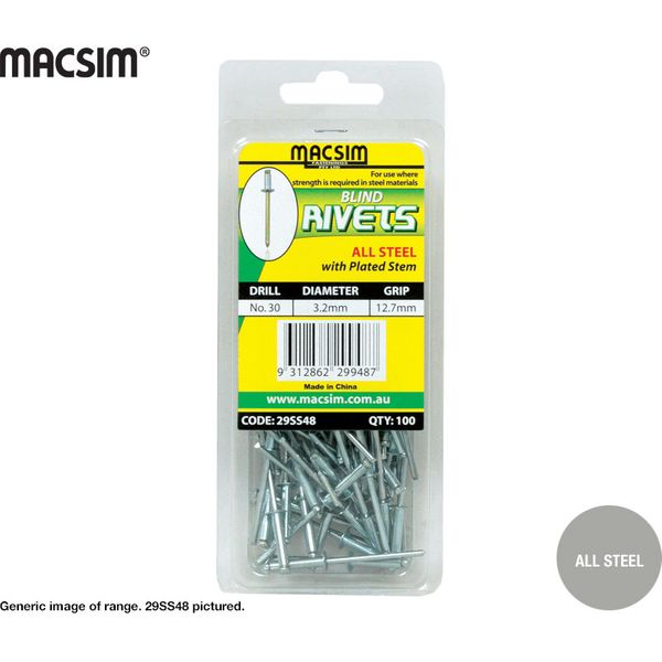 4mm x 12.7mm ALL STEEL RIVET