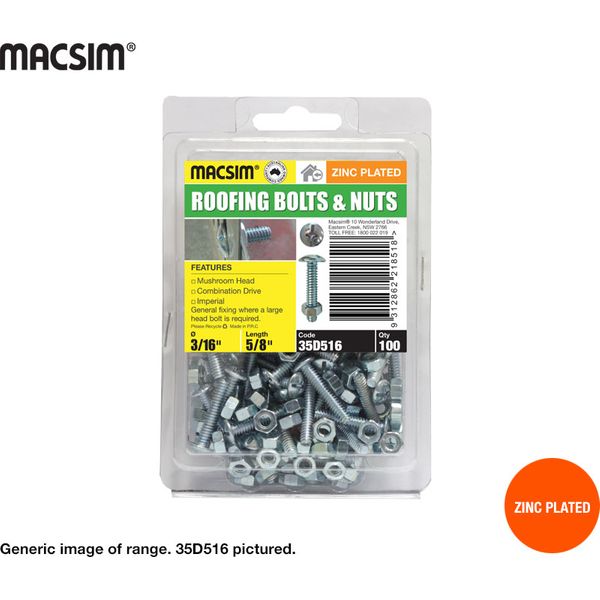 3/16 x 3/4 GUTTER B/NUT ZINC