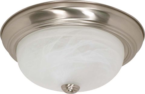 Dome Fixture (13") (Brushed Nickel) (Alabaster Glass)