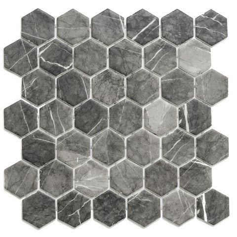 Hexagon Mosaic Tiles (Grafito - Matte)