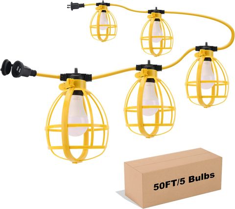 Construction String Lights, 5 Bulbs (50FT) (50 Watt) (65k)